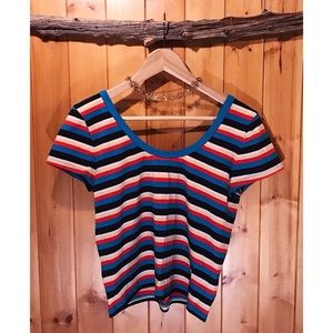 Striped Scoop Neck Tee -